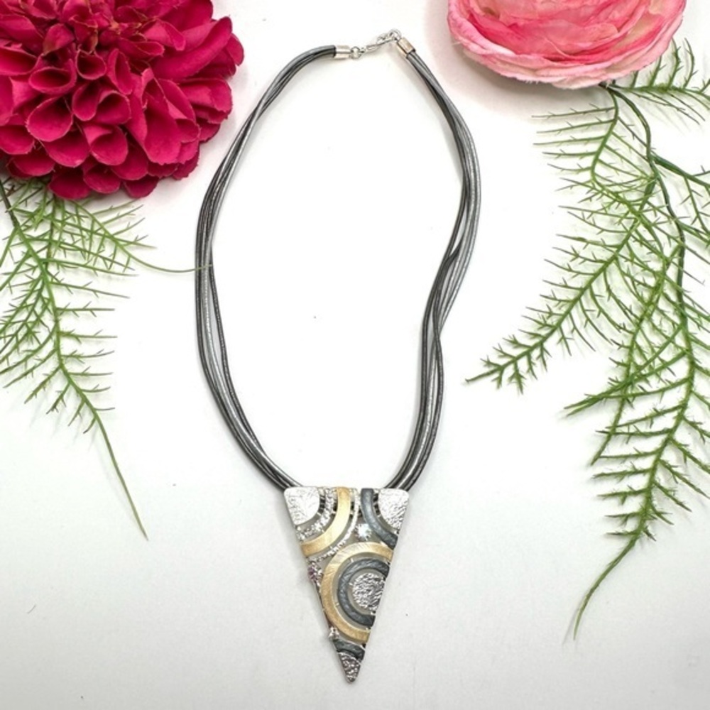 NEW⚜️Abstract Enameled Pendant Leather Necklace